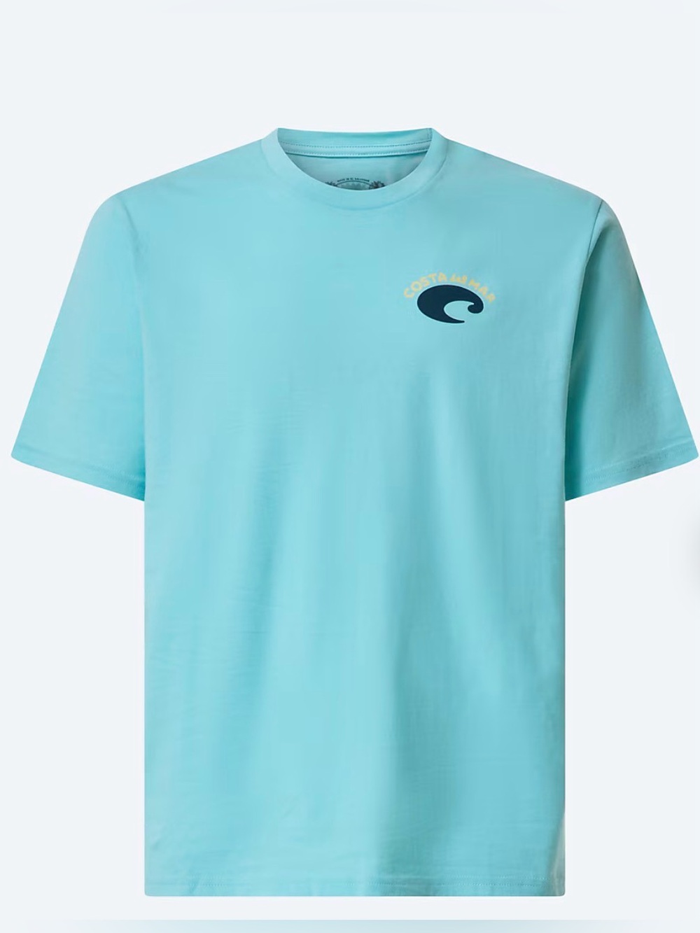 Costa Men's Short-Sleeve Tee in Aqua Blue with Navy Logo